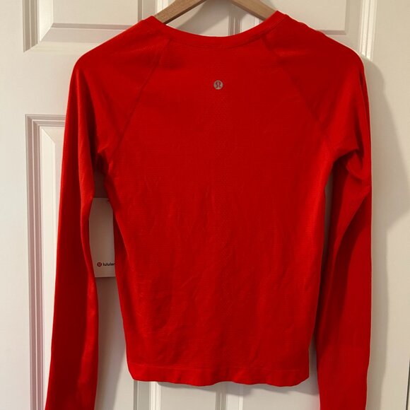 Lululemon Red/Orange Swiftly Tech Long Sleeve 2.0 Race Length Top (size 8) - Picture 2 of 3